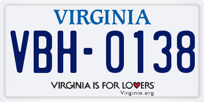 VA license plate VBH0138