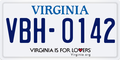 VA license plate VBH0142