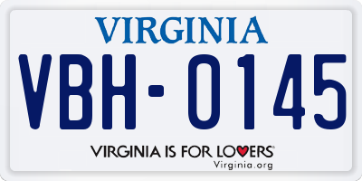 VA license plate VBH0145
