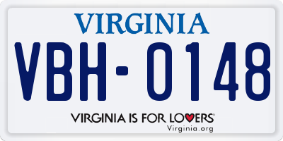 VA license plate VBH0148