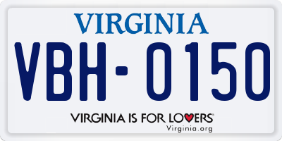 VA license plate VBH0150