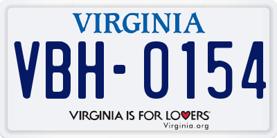 VA license plate VBH0154