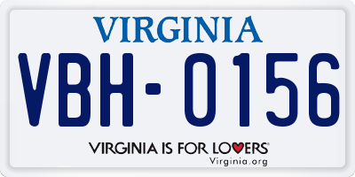 VA license plate VBH0156