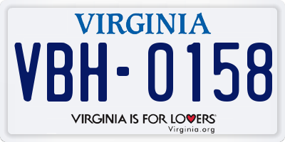 VA license plate VBH0158
