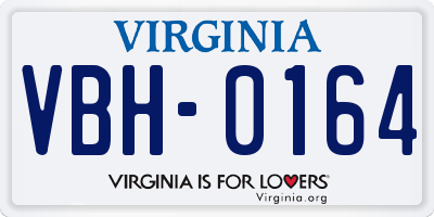VA license plate VBH0164