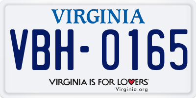 VA license plate VBH0165