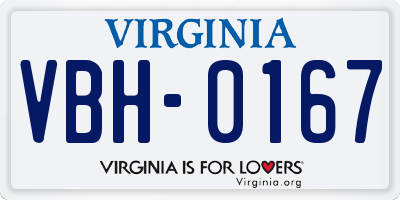 VA license plate VBH0167
