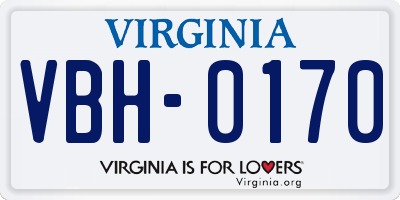 VA license plate VBH0170