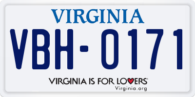 VA license plate VBH0171