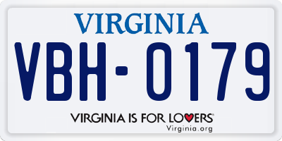 VA license plate VBH0179