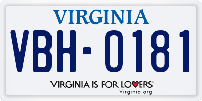 VA license plate VBH0181