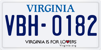 VA license plate VBH0182