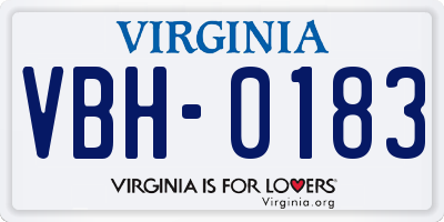 VA license plate VBH0183