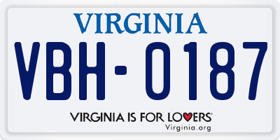 VA license plate VBH0187