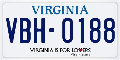 VA license plate VBH0188