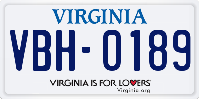 VA license plate VBH0189