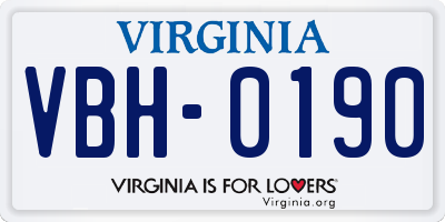VA license plate VBH0190