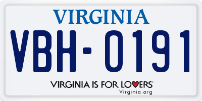VA license plate VBH0191