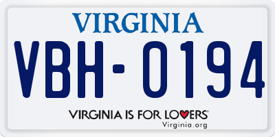 VA license plate VBH0194