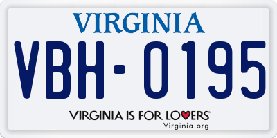 VA license plate VBH0195