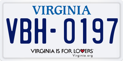 VA license plate VBH0197