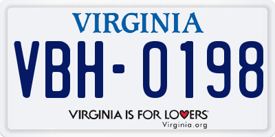 VA license plate VBH0198