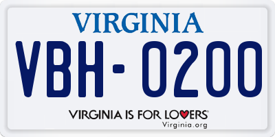 VA license plate VBH0200