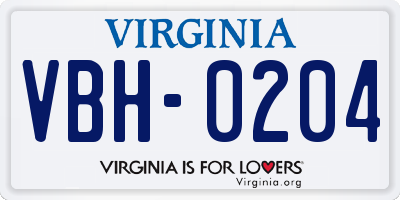 VA license plate VBH0204