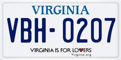 VA license plate VBH0207