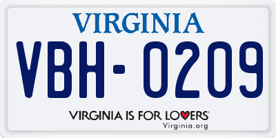 VA license plate VBH0209