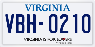 VA license plate VBH0210
