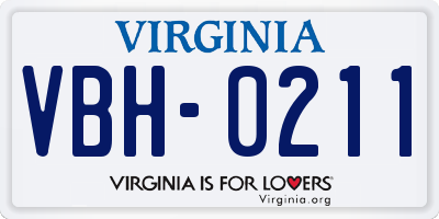 VA license plate VBH0211