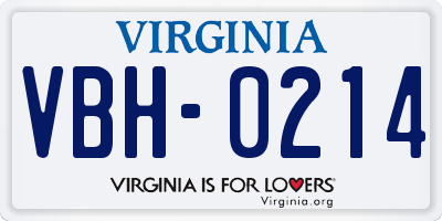 VA license plate VBH0214