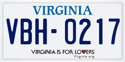 VA license plate VBH0217