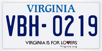 VA license plate VBH0219