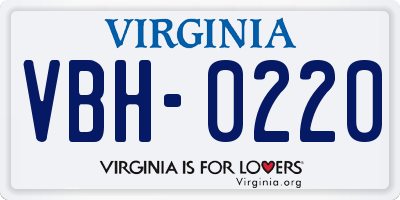 VA license plate VBH0220