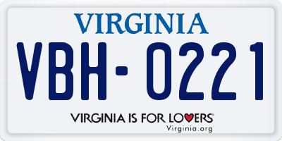 VA license plate VBH0221