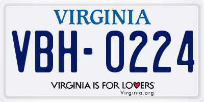 VA license plate VBH0224