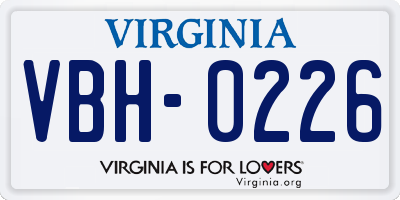 VA license plate VBH0226