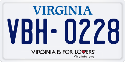 VA license plate VBH0228