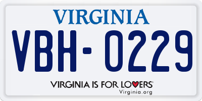 VA license plate VBH0229