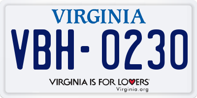 VA license plate VBH0230