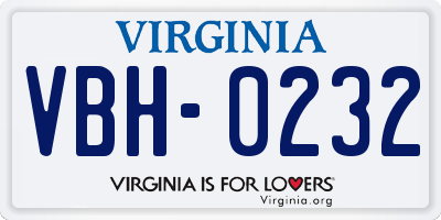VA license plate VBH0232