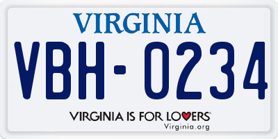 VA license plate VBH0234