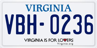 VA license plate VBH0236