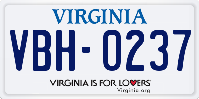VA license plate VBH0237