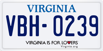 VA license plate VBH0239
