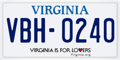VA license plate VBH0240