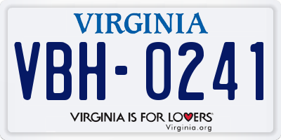 VA license plate VBH0241