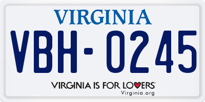 VA license plate VBH0245